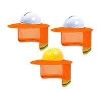 TCCFCCT Hard Hat Sun Shade Full Brim, Mesh High Visibility Hard Hat Visor Neck Shade Accessories, (Hats Not Included), Orange 3 Packs