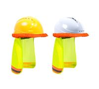 TCCFCCT Hard Hat Sun Shade, Mesh High Visibility Neck Shield with Secure-Fit Fasteners, Neck Sun Shade Protector with Reflective Strip, Hard Hat Accessories, (Hats Not Included), Yellow SJ-2 PCS