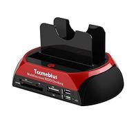 Tccmebius Hard Drive Docking Station, TCC-S862-US USB 2.0 to 2.5 3.5 Inch SATA IDE Dual Slots External Enclosure with All in 1 Card Reader and USB 2.0 Hub for 2.5" 3.5" IDE SATA I/II/III HDD SSD