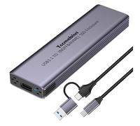 Tccmebius M.2 NVMe NGFF SSD Enclosure, Aluminum USB 3.1 Gen2 10Gbps External SSD Case for NVMe PCIe SATA M and M&B Key in 2230/2242/2260/2280, With 2-in-1 USB A/C Cable, Support UASP & Trim (TCC-S186)