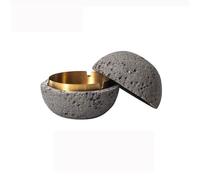 TCDHICY Ashtray Cement Ball Shaped Ashtray Stainless Steel Liner Ashtray with Lid Portable Ashtray for Office Restaurant Verandahs Home Decorations Ashtray On The Table(Gris,Small)