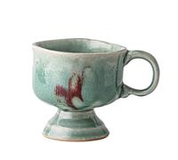 TCDHICY Coffee Cup Shiny Crackle Glaze Stemmed Ceramic Cup Vintage Mini Mug Restaurant Decoration Home & Office Breakfast Cup