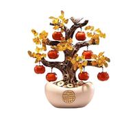 TCDHICY Crystal Money Tree Citrine Money Tree Tabletop Decoration, Fortune Gold Ingot Home Prosperity Crafts Feng shui Crystals Bonsai(Beige)