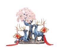 TCDHICY Crystal Money Tree Crystal Fortune Tree Decoration, with Deer Living Room Entryway Wine Cooler Ornament Feng shui Crystals Bonsai(Pink)