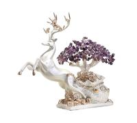 TCDHICY Crystal Money Tree Crystal Money Tree Detachable Decoration, with Deer Ornament for Home Office Wine Cooler Feng shui Crystals Bonsai(Purple)
