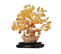 TCDHICY Crystal Money Tree Desktop Citrine with Base Fortune Tree Ornament, Wealth Prosperity Living Room Office Crafts Feng shui Crystals Bonsai(Beige)