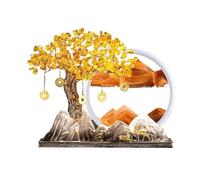 TCDHICY Crystal Money Tree Living Room Crystal Fortune Tree, Citrine Money Tree Quicksand Painting Ornament, Home Office Opening Decoration Feng shui Crystals Bonsai(Orange)