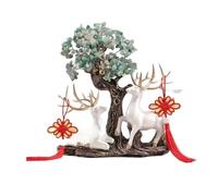 TCDHICY Crystal Money Tree Living Room Crystal Tree Decoration, Fortune Feng Shui with Deer Ornament Crafts Feng shui Crystals Bonsai(Green)