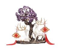 TCDHICY Crystal Money Tree Living Room Crystal Tree Decoration, Fortune Feng Shui with Deer Ornament Crafts Feng shui Crystals Bonsai(Purple)