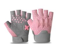 Tcdwla Children's cycling gloves, riding gloves for boys and girls, non-slip, protective palm trees, fingerless gloves for sports lessons, ice skating, scooters, outdoor sports (pink, L)