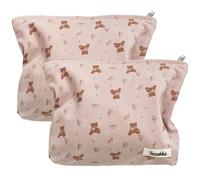 Tcdwla Necessaire Women's Toiletry Bag, 2 Pieces Make Up Bag, Travel Makeup Bag, Corduroy Cosmetic Bag for School, Business Travel, Shopping, Hiking, Pink 5, Multi-functional