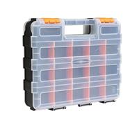 TCE AG322U Torin Double Sided Tool and Hardware Storage Box: Portable Small Parts Organizer with Removable Plastic Dividers for Tools, Small Items and Jewelry, Black/Orange