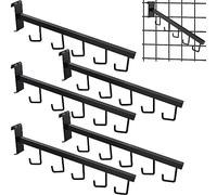 Tcevily 5 Pack Gridwall Waterfall Faceout with 5 Hooks Gridwall Clothes Hanger Gridwall Waterfall Faceout Hooks Rectangular Tube Display for Wire Grid and Grid Wall (5, Black)