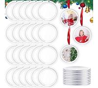 Tcevily 72 Pcs Christmas Clear Hanging Photo Frame Acrylic Picture Frames Ornament Mini Frames with Ribbon Xmas Picture Frame for Christmas Trees Decoration (Round, 72)