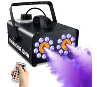 TCFUNDY 1200W Fog Machine with 18 LED Lights, Dual Spray Horizontal LED Smoke Machine for Halloween, 10 Light Effects Fog Maker with Remote Control for Stage Performance Wedding Party DJ Club Disco