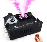TCFUNDY 1500W Fog Machine for Halloween, DMX RGB 3 in 1 24 LED Smoke Machine Stage Lighting Vertical Spray with Remote Control