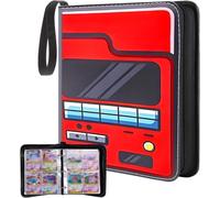 TCG Card Binder 400 Pocket, 50 Sleeves Trading Card Holder for TCG Anime Game Cards, 3 Ring Card Binder Album for Cards, Game Card Collector, Trading Card Folder for Kids Girls, Red