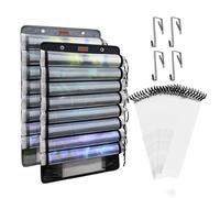 TCG Playmat Storage Set for MTG - 20 Pack Waterproof Frosted Bags + 2 Hangable Felt Organizers with 8 Tube Slots Each, PET Display, Card Pocket & Hooks, Game Mat Cases (20 Bags + Gray & Black)
