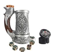 TCGADVN DND Mug Dice Tower Set, DnD Dice Cup with Storage, 12/16 Oz Beverage Holder, DND Accessories for Players, Best Gift for RPG Game lover (Wolf Bite)
