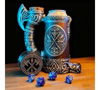 TCGADVN DND Mug Dice Tower Set, DnD Dice Cup with Storage, 12/16 Oz Beverage Holder, DND Accessories for Players, Best Gift for RPG Game lover (Viking Forged)