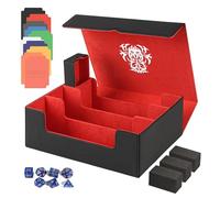 TCGUARD Trading Card Storage Box for 1800+ Cards, Magnetic Card Deck Box with Carrying Accessories, Trading Card Box for MTG, YuGiOh, TCG Cards etc. Red/Black