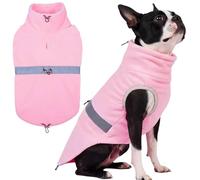 T'CHAQUE Tech Dog Fleece Vest Clothes for Large Dogs, Thermal Fleece Sweater with Leash Hole, Pet Sweaters with Reflective Strips, Stretchy Pullover Coats for Weimaraner Boxer, Fall/Winter(Pink, XL)