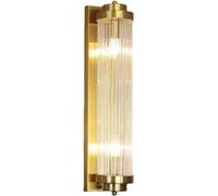 TCHAUSGZOZ Creative Swivel Deformation Wall Lamp - Ribbed Transparent Glass Tube - Vintage for Bathroom, Vanity, Living Room, Bedroom, Staircase, Hallway (Gold, XL)