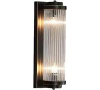 TCHAUSGZOZ Creative Swivel Deformation Wall Lamp - Ribbed Transparent Glass Tube - Vintage for Bathroom, Living Room, Bedroom, Staircase, Hallway (Black, 40cm)