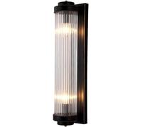 TCHAUSGZOZ Creative Swivel Deformation Wall Lamp - Ribbed Transparent Glass Tube - Vintage Wall Light for Bathroom, Vanity, Living Room, Bedroom, Staircase, Hallway (Black, XL)