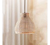 TCHAUSGZOZ Handmade Bamboo Pendant Light Fixture - Adjustable Boho Basket Lamp Shade for Hallway, Dining Room, and More 17.7'' Natural Wicker Design(35cm)