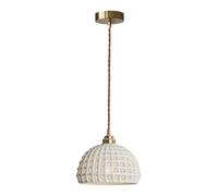 TCHAUSGZOZ Minimalist White Ceramic Hanging Light - 7.4 Inch Hollow Out Pendant Lamp for Kitchen, Bedroom, and Living Room Decoration