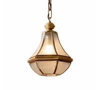 TCHAUSGZOZ Retro Gold Pendant Light - Antique Glass Shade Hanging Lantern for Kitchen, Dining Room, and Hallway(Frosted Glass)