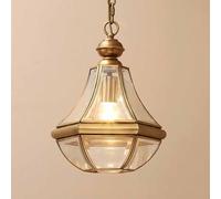 TCHAUSGZOZ Retro Gold Pendant Light - Antique Glass Shade Hanging Lantern for Kitchen, Dining Room, and Hallway(Clear Glass)