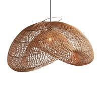TCHAUSGZOZ Rustic Rattan Pendant Light - Handcrafted Boho Ceiling Lamp Shade for Home, 23.6" Wicker Lantern for Dining Room, Living, Kitchen, and Teahouse(60cm)