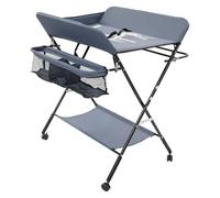 TCICOP Baby Changing Table with Wheels Deep Grey Diaper Station with Cartoon Print, Portable Changing Unit for Nursery or Home, Sturdy and Easy to Move, Safe and Comfortable for Babies