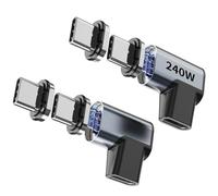 Tciogrxp 2 Pack USB-C Adapter, 4 Connector Tips, 240W 90 Degree Magnetic USB C Extender, Compatible with Thunderbolt 3/4 USB4 40Gbps 8K 60Hz MacBook Pro/Air Laptop PC