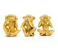 TCIUXYQ 3 Wise Monkeys Decor Statues-See No Evil Hear No Evil Speak No Evil Monkeys Sculpture for Home Décor Accents,Boho Gold Decor Monkey Figurines for Offices,Living Room Shelf Decor Accents,Gold