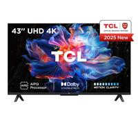 TCL 43V6C-UK 43" 4K Ultra HD, HDR TV, Smart TV Powered by Google TV (Dolby Audio, Voice Control, compatible with Google assistant, Chromecast built-in, 2025 New Model)