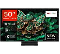 TCL 50C7K-UK 50" QD-Mini LED Smart TV, 4K Ultra HD, Black, F Rated F