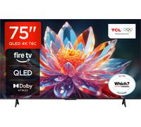 TCL 75" 4K Ultra HD QLED Smart Fire TV [2025] - 75T6C-UK, Silver