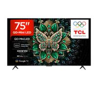 TCL 75C6K-UK 75 Inch QD-Mini LED TV, 4K HDR Premium 1000nits, Smart TV Powered by Google TV (Dolby Vision IQ & Atmos, Onkyo 2.1 Sound System, 144Hz Mo