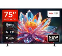TCL 75T6C-UK 75” QLED 4K HDR TV, Fire TV (Smart TV with Dolby Vision & Atmos,