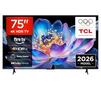 TCL 75V6D-UK 75 Inch 4K HDR, Fire TV, HDR10+, Dolby Atmos, DTS:X, Game Master, Motion Clarity, AirPlay 2, Press & Ask Alexa (2026 New Model)