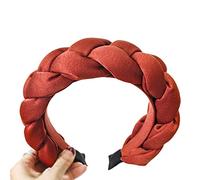 TCM-KE Women Chunky Jumbo Braided Wide Headband Thicken Sponge Padded Hair Hoop Velvet Bright Solid Color Imitation Silk Tiara Headwear