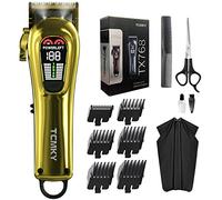 TCMKY Hair Clippers for Men - Professional Hair Trimmer Kit - Cordless & Corded - Rechargeable & Corded - Golden - 1 Count - Steel Blade - Includes Hair Clipper, USB cable, Guide comb