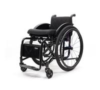 TcmPiyascere Sports Wheelchair - Ultra Lightweight Foldable Wheelchair for Adults, Self Propelled, Solid Front Tyres & Inflatable Rear Tyres with Push-to-Lock, Aluminium Pedals(Black,44cm)