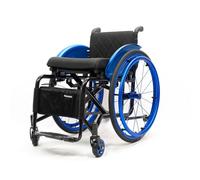 TcmPiyascere Sports Wheelchair - Ultra Lightweight Foldable Wheelchair for Adults, Self Propelled, Solid Front Tyres & Inflatable Rear Tyres with Push-to-Lock, Aluminium Pedals(Blue,44cm)