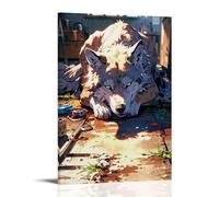 TCNDFZ Wolf Watercolor Art Painting Decoration Classic Canvas Wall Art Prints Poster Decoration Picture Living RoomWall Decor 16x24inch(40x60cm) Frame-style