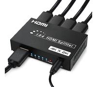 TCNEWCL 4K HDMI Splitter 1 in 4 out, Powered HDMI Splitter with UK Power Supply, for 4 Display Screen Monitor, for PS4 TV Fire Stick DVD Blue-Ray Player