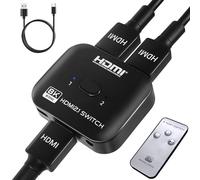 TCNEWCL 8K@60Hz HDMI Splitter Switch 2 in 1 out Bidirectional 4K@120Hz with Power Cable & Controller, UHD 48Gbps, Compatible with PS5 Xbox Monitors Projectors